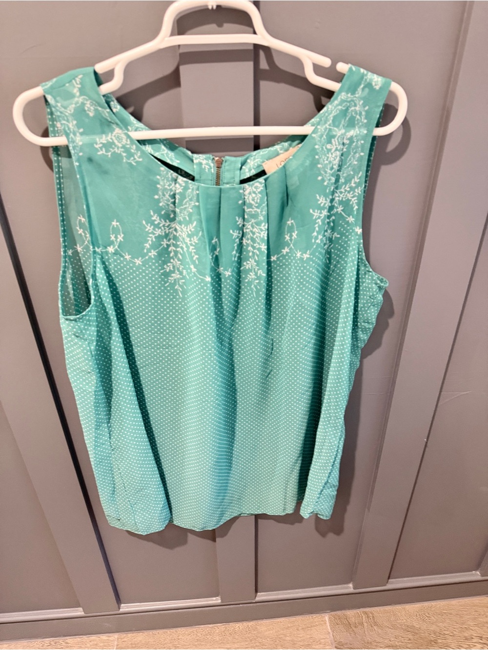 LOFT Mint Green Embroidered Sleeveless Camisole